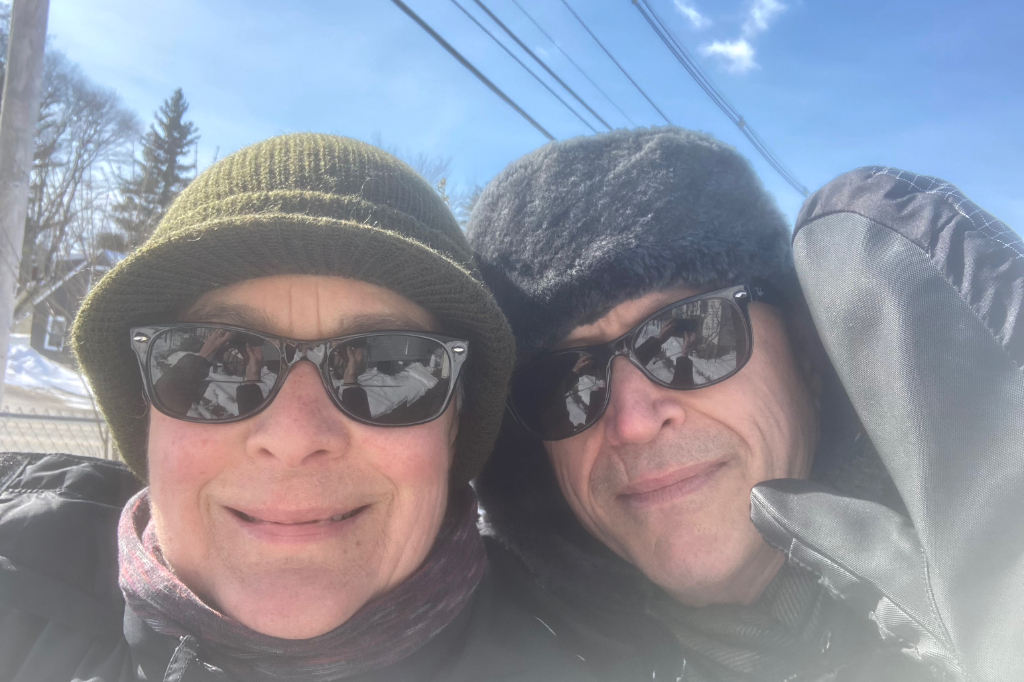 Gretchen Schaefer and Doug Hubley pose for a winter selfie.